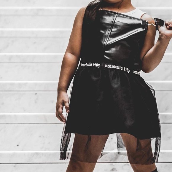 *NWT* 2T Faux leather dungaree Tulle dress - Picture 2 of 7